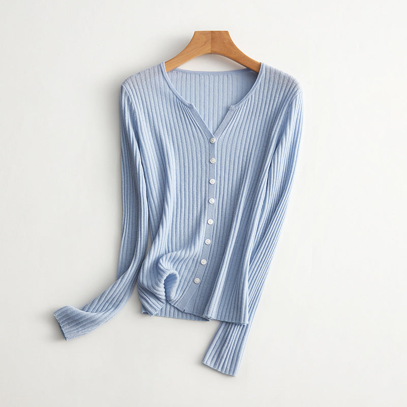 Femme Gerippter Knopf-Oben Stricktop Heidi-Mode