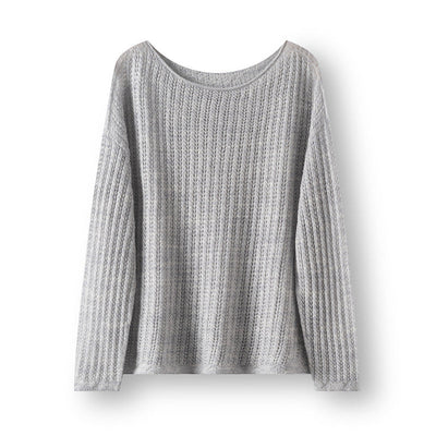 Femme Leichtgewicht Strukturierter Langarm Pullover Heidi-Mode