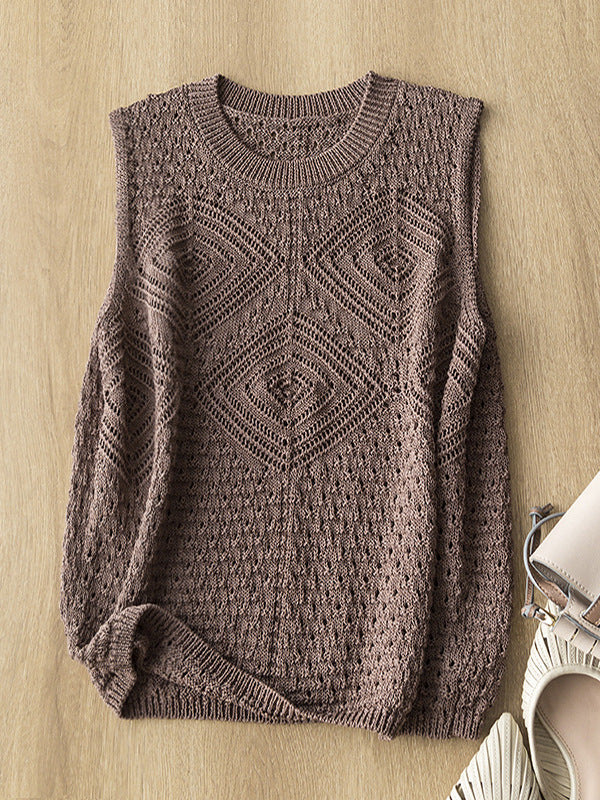 Femme Open-Knit Ärmelloser Pullover Heidi-Mode