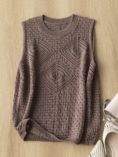 Femme Open-Knit Ärmelloser Pullover Heidi-Mode