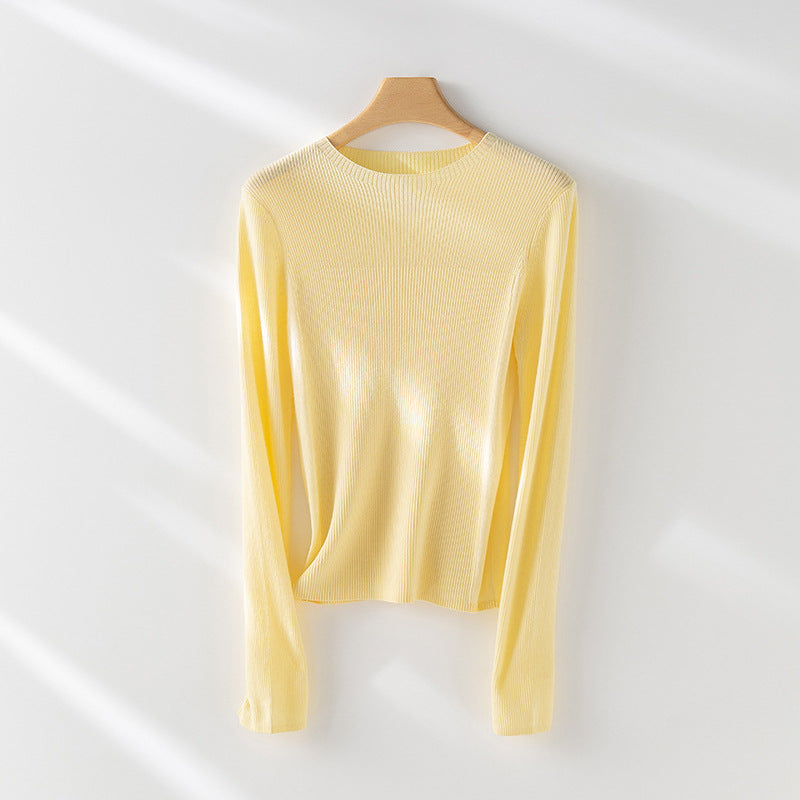 Femme Leichtgewicht Gerippt Langarm-Pullover Heidi-Mode