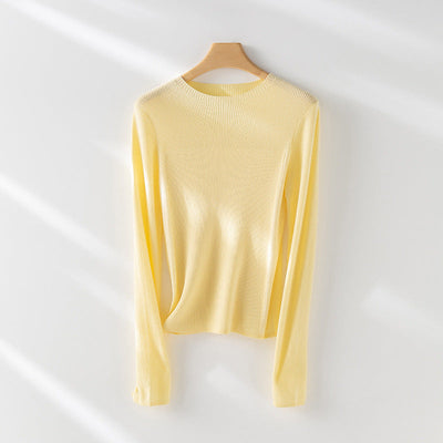 Femme Leichtgewicht Gerippt Langarm-Pullover Heidi-Mode