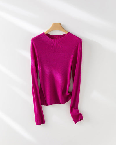 Femme Leichtgewicht Gerippt Langarm-Pullover Heidi-Mode