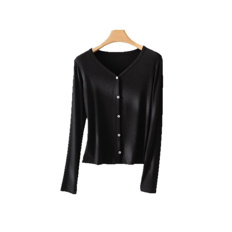 Femme Leichte Langarmknopfleiste Top Heidi-Mode