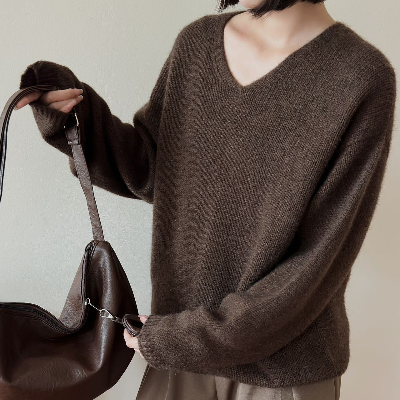 Femme Luxuriöser V-Ausschnitt Kaschmirpullover Heidi-Mode