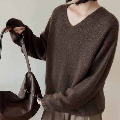 Femme Luxuriöser V-Ausschnitt Kaschmirpullover Heidi-Mode