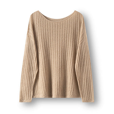 Femme Leichtgewicht Strukturierter Langarm Pullover Heidi-Mode