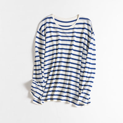 Damen Relaxed Fit Gestreifter Langarmtop Heidi-Mode