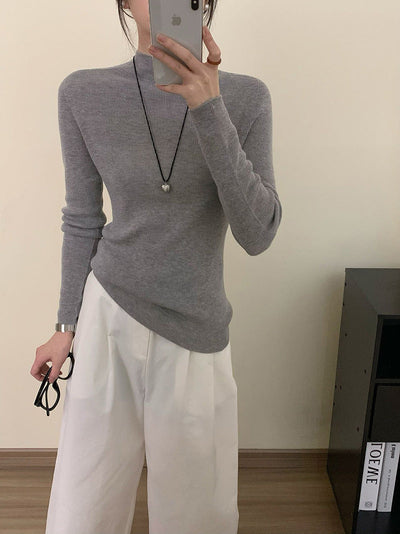 Damen Langarm Ripp-Turtleneck Pullover Heidi-Mode
