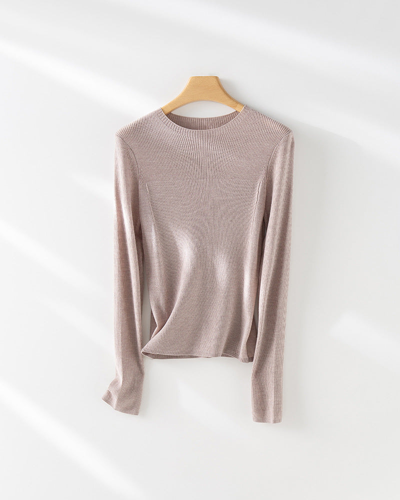 Femme Leichtgewicht Gerippt Langarm-Pullover Heidi-Mode