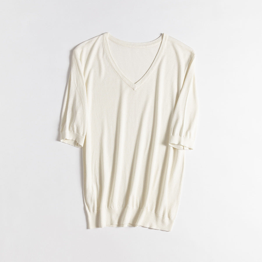 Femme luxuriöser V-Ausschnitt entspannter Pullover Heidi-Mode