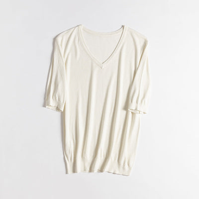 Femme luxuriöser V-Ausschnitt entspannter Pullover Heidi-Mode