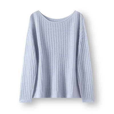 Femme Leichtgewicht Strukturierter Langarm Pullover Heidi-Mode