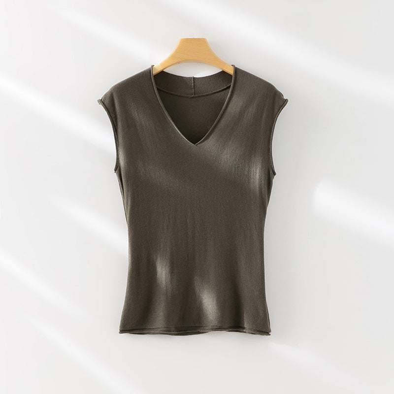 Femme Leichtes V-Ausschnitt Stricktop Heidi-Mode