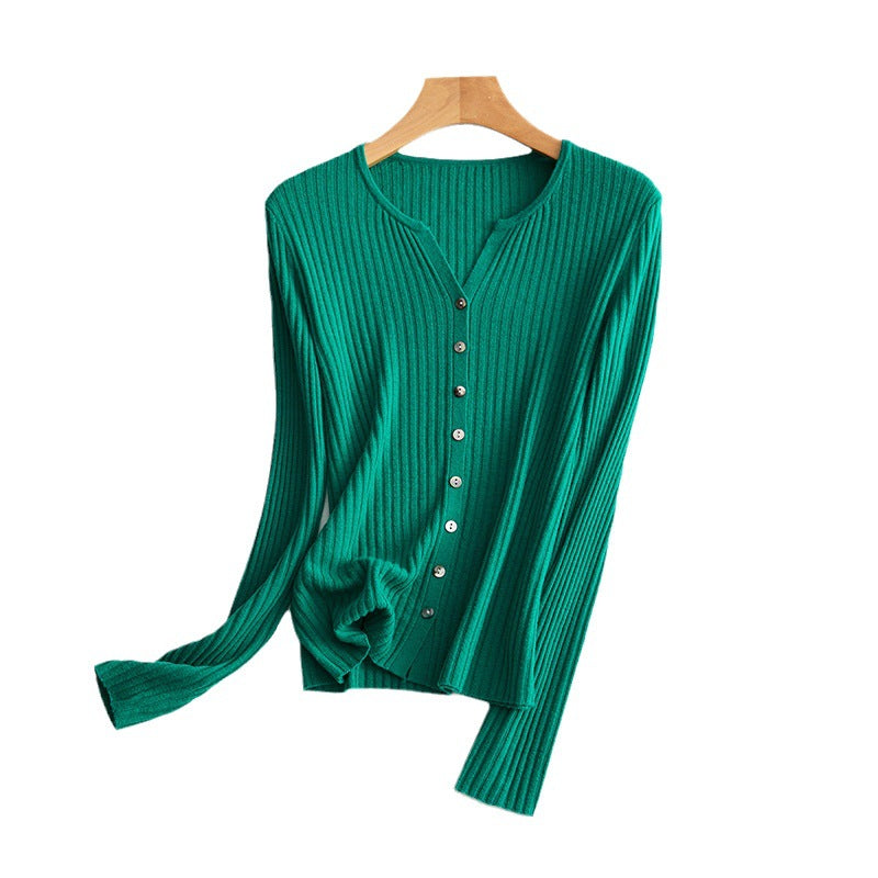 Femme Gerippter Knopf-Oben Stricktop Heidi-Mode