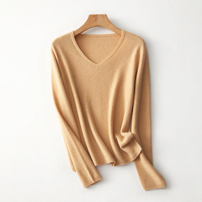 Femme Leicht V-Ausschnitt Strickpullover Heidi-Mode