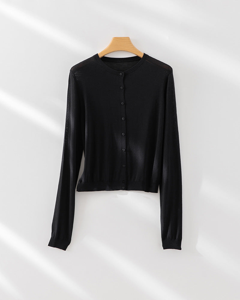 Femme Leichtgewicht Knopf-Front Strickjacke Heidi-Mode