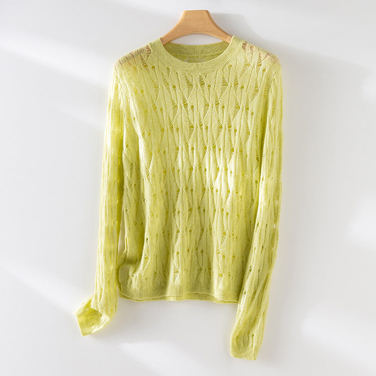 Femme Leichtgewicht Strickpullover mit Offenem Strickdesign Heidi-Mode
