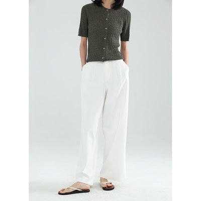 Femme Premium Weite-Hosen mit Hohem Bund Heidi-Mode