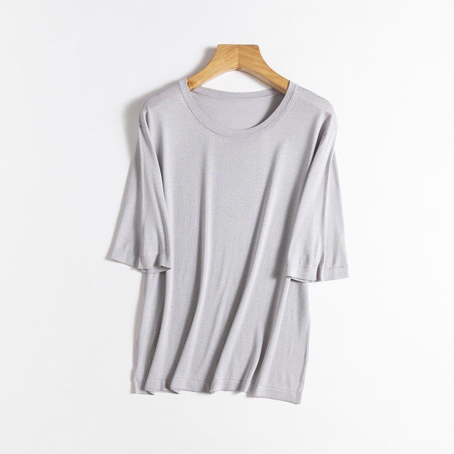 Femme Relaxed Fit Übergroße Kurzarm-Bluse Heidi-Mode