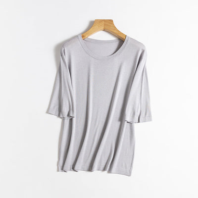 Femme Relaxed Fit Übergroße Kurzarm-Bluse Heidi-Mode