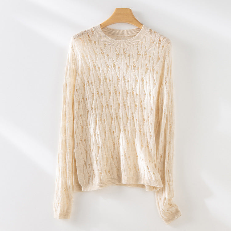 Femme Leichtgewicht Strickpullover mit Offenem Strickdesign Heidi-Mode