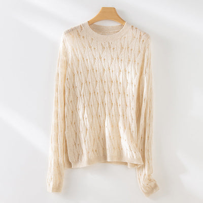 Femme Leichtgewicht Strickpullover mit Offenem Strickdesign Heidi-Mode