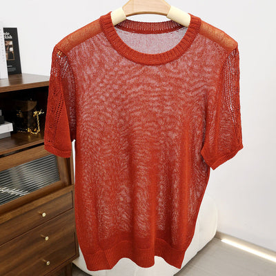 Femme Leichtgewicht Kurzarm Stricktop Heidi-Mode