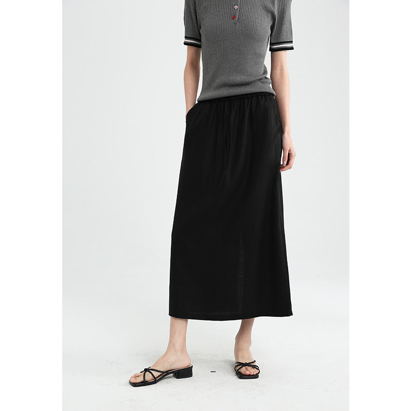 Femme Leichtgewicht Kordelzug Maxi Rock Heidi-Mode