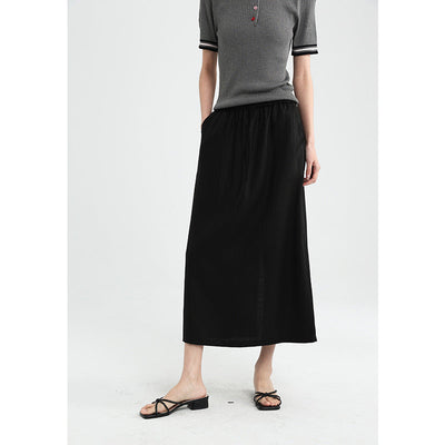 Femme Leichtgewicht Kordelzug Maxi Rock Heidi-Mode