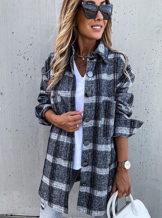 Karierter Oversized-Hemdjacke | Lässiger Schnitt | Perfekt für den Übergang