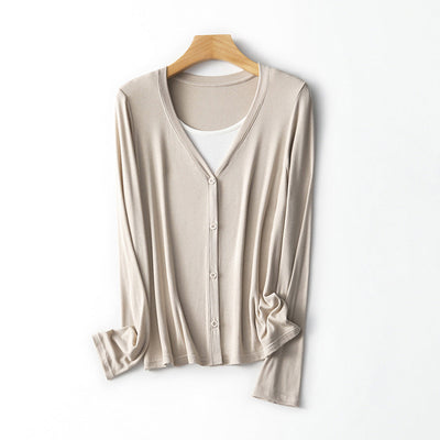 Femme Leichtgewicht Langarm Button-Up Cardigan Heidi-Mode