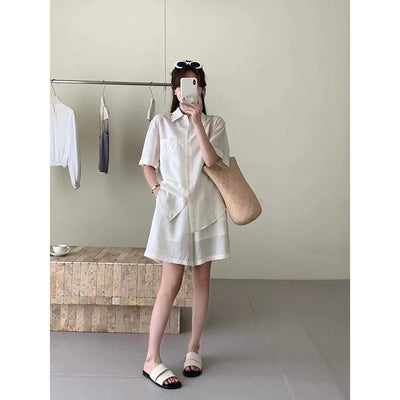 Femme Leichtgewichtiges Button-Up Shirt und Shorts Set Heidi-Mode
