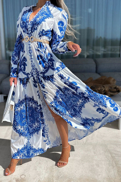 Maxikleid mit Schlitz | Boho-Chic | Elegante Paisley-Muster