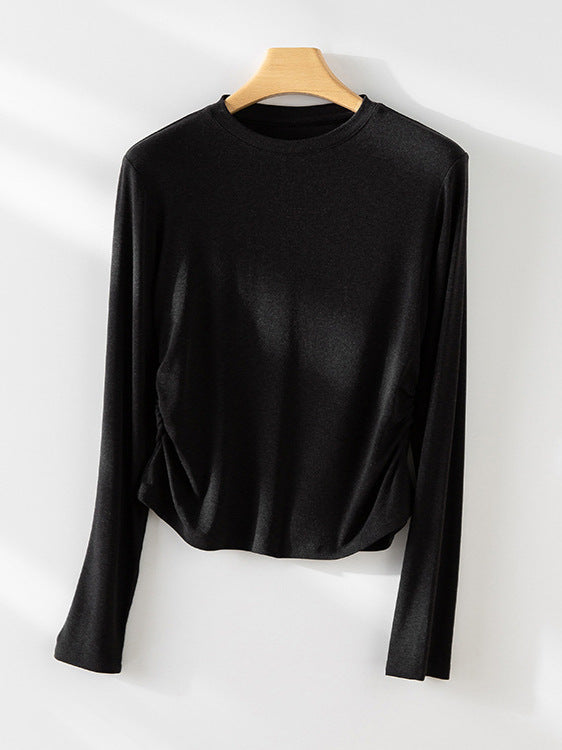 Damen Langarm Gathered Side Top Heidi-Mode