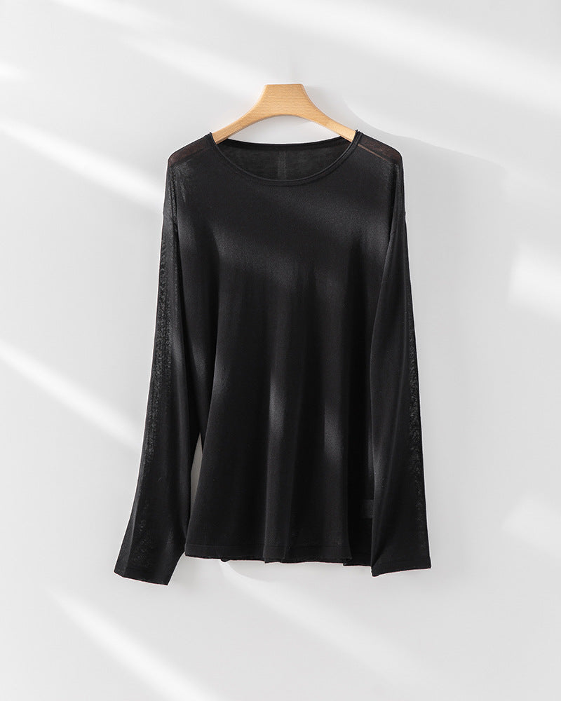 Damen Leichtgewicht Satin Langarmtop Heidi-Mode