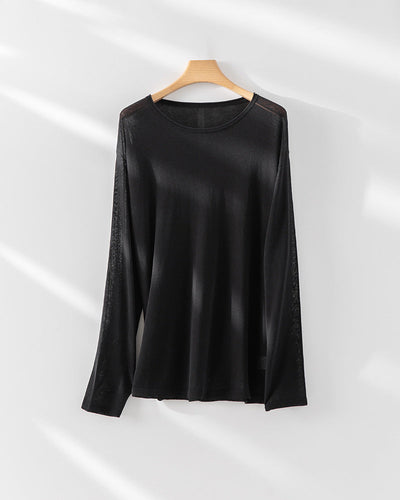 Damen Leichtgewicht Satin Langarmtop Heidi-Mode