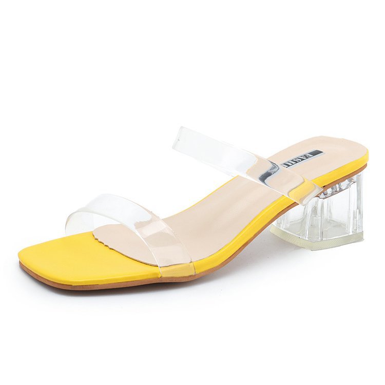 Damen Transparente Slide-Sandalen mit einzigartigem Blockabsatz Heidi-Mode