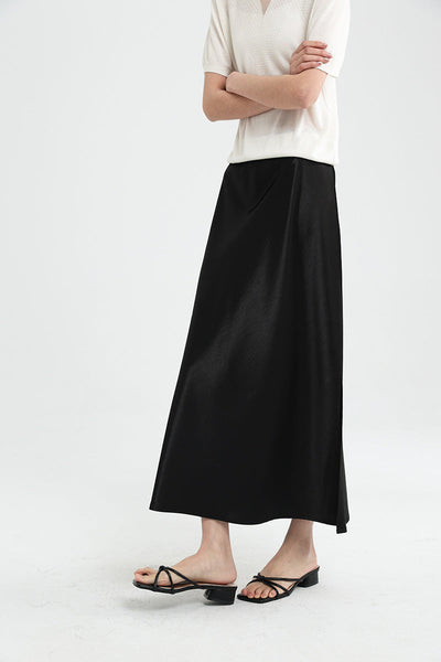 Femme Luxuriöser Satin Maxi Rock Heidi-Mode