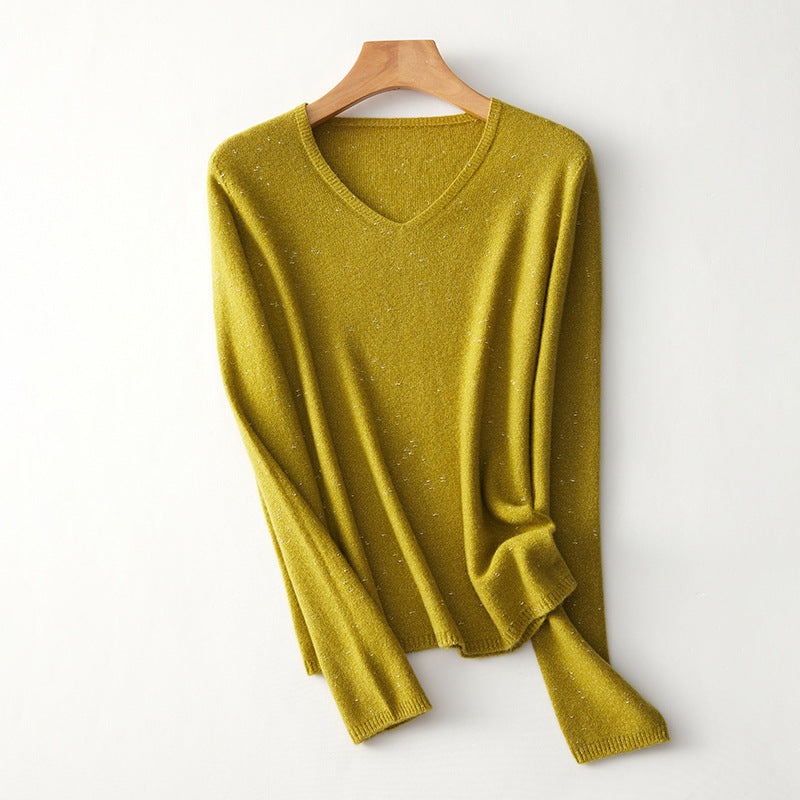 Femme Leicht V-Ausschnitt Strickpullover Heidi-Mode