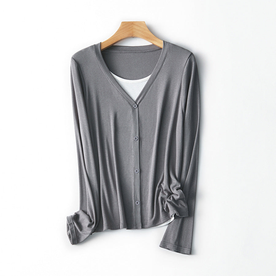 Femme Leichtgewicht Langarm Button-Up Cardigan Heidi-Mode