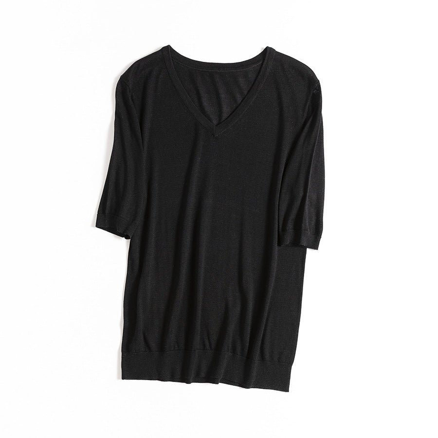 Femme luxuriöser V-Ausschnitt entspannter Pullover Heidi-Mode