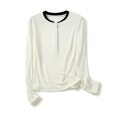 Femme Langarm Henley Top Heidi-Mode 1747972136