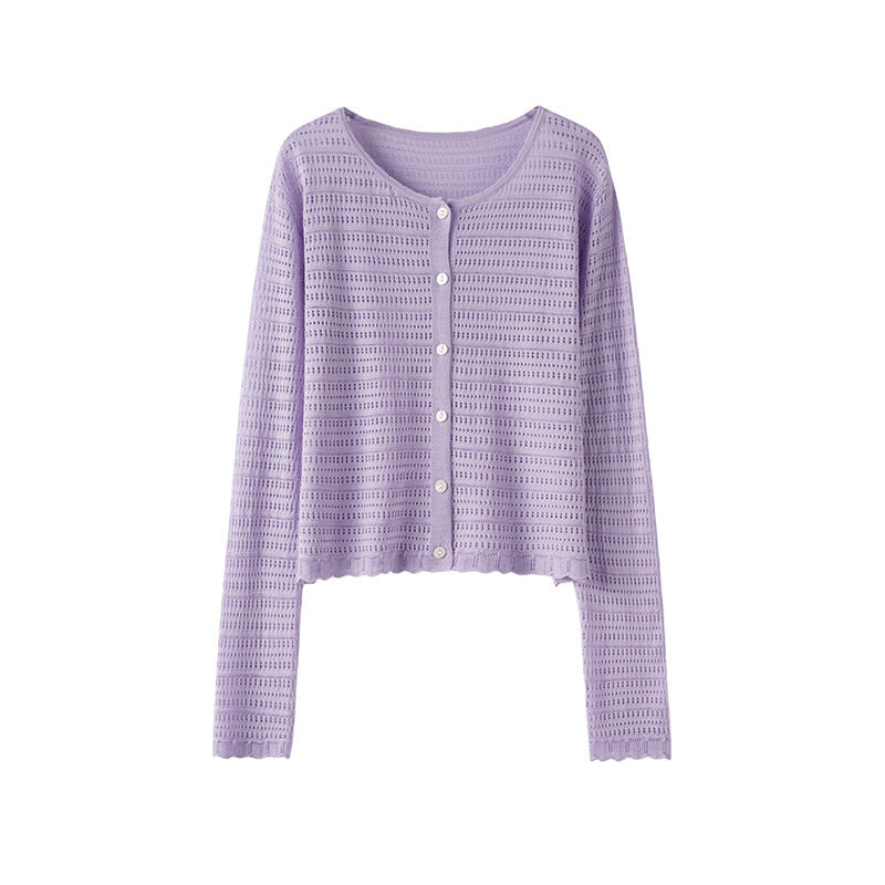 Femme Leichtgewicht Strickjacke mit gewellten Kanten Heidi-Mode