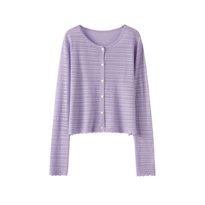 Femme Leichtgewicht Strickjacke mit gewellten Kanten Heidi-Mode