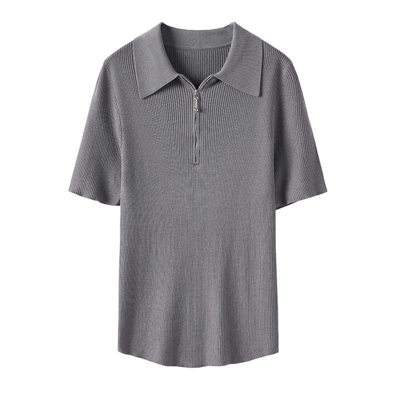 Femme Modern Reißverschluss Kragen Oberteil Heidi-Mode