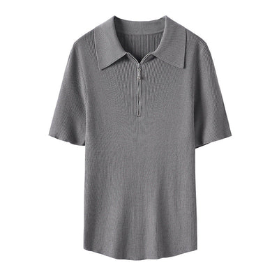 Femme Modern Reißverschluss Kragen Oberteil Heidi-Mode