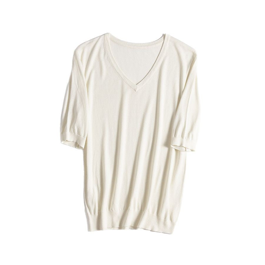 Femme luxuriöser V-Ausschnitt entspannter Pullover Heidi-Mode