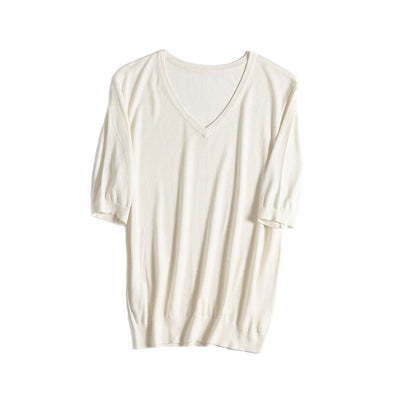 Femme luxuriöser V-Ausschnitt entspannter Pullover Heidi-Mode