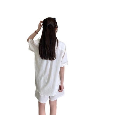 Femme Leichtgewichtiges Button-Up Shirt und Shorts Set Heidi-Mode